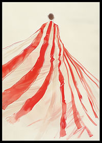 Floating red ribbons sweep through the air with soft elegance-2