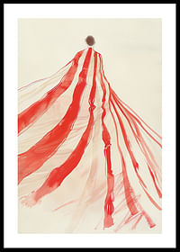 Floating red ribbons sweep through the air with soft elegance-0