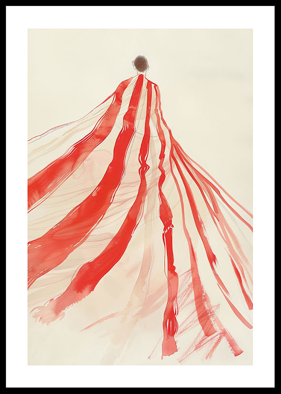 Floating red ribbons sweep through the air with soft elegance-12