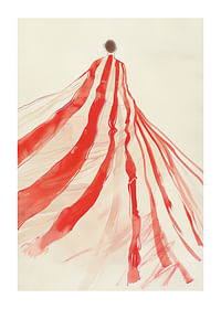 Floating red ribbons sweep through the air with soft elegance-1
