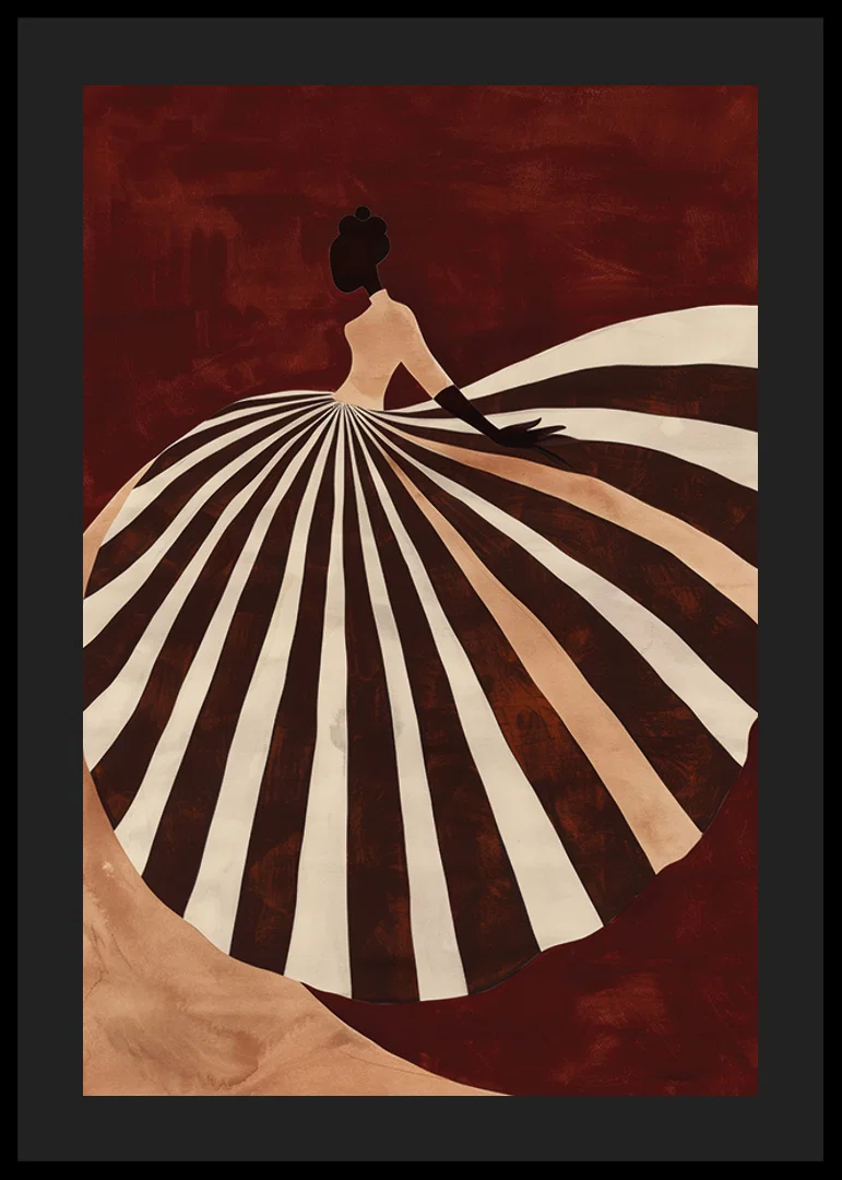 Graceful shadow silhouette with a hypnotic striped dress-12
