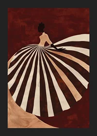Graceful shadow silhouette with a hypnotic striped dress-5
