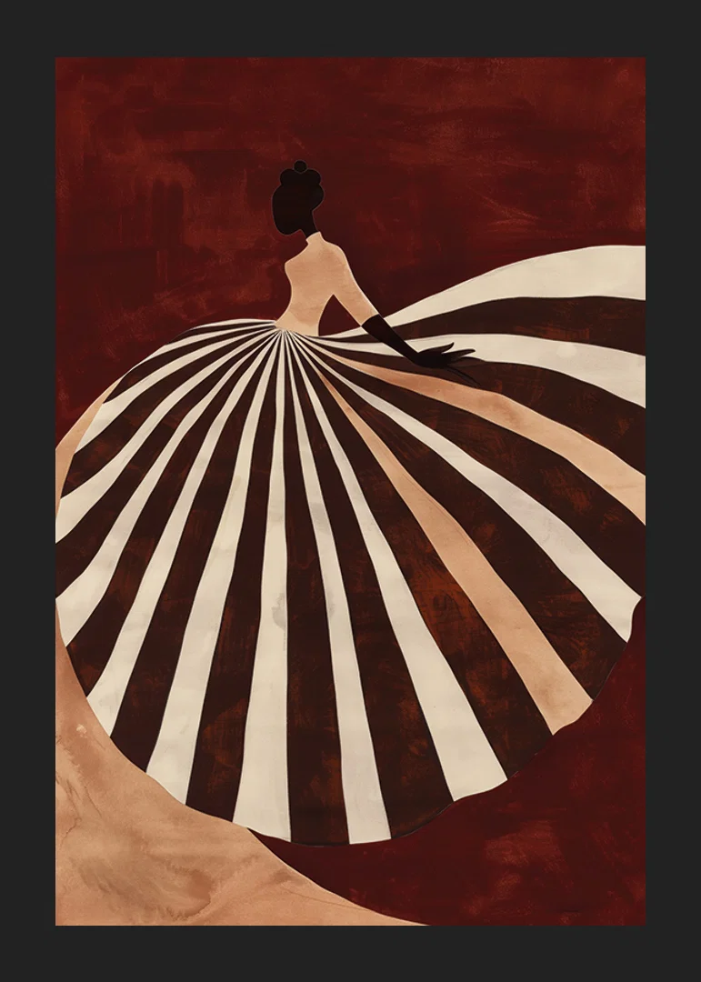 Graceful shadow silhouette with a hypnotic striped dress-12