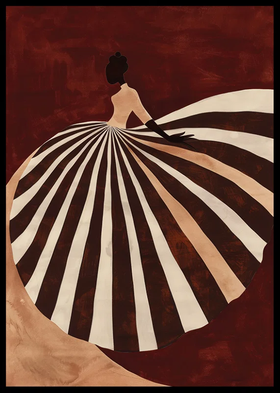 Graceful shadow silhouette with a hypnotic striped dress-12