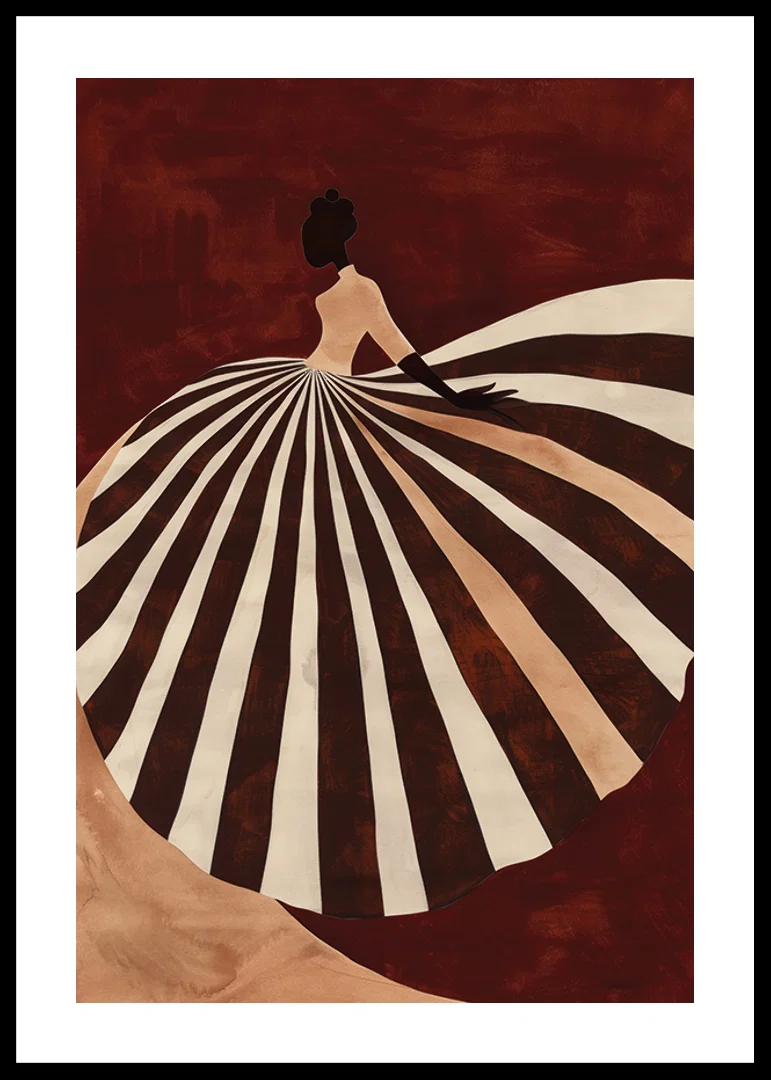 Graceful shadow silhouette with a hypnotic striped dress-12