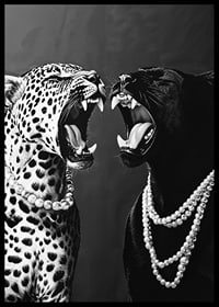 Two predators in pearls, strong and elegant against a dark background-6