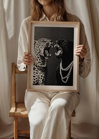 Two predators in pearls, strong and elegant against a dark background-8