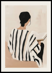 Elegant woman reads in silence, filled with peace-2