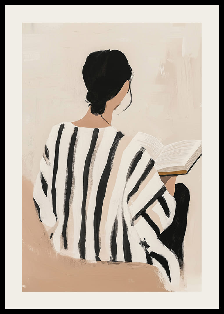 Elegant woman reads in silence, filled with peace-12