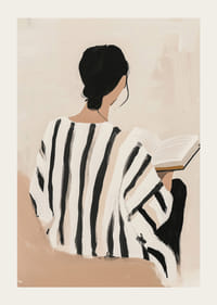 Elegant woman reads in silence, filled with peace-3