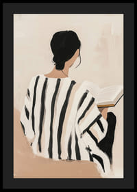 Elegant woman reads in silence, filled with peace-4