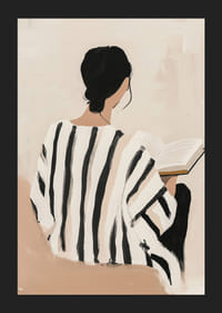 Elegant woman reads in silence, filled with peace-5