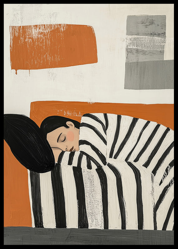 A relaxing sleep scene in warm, modern tones-12
