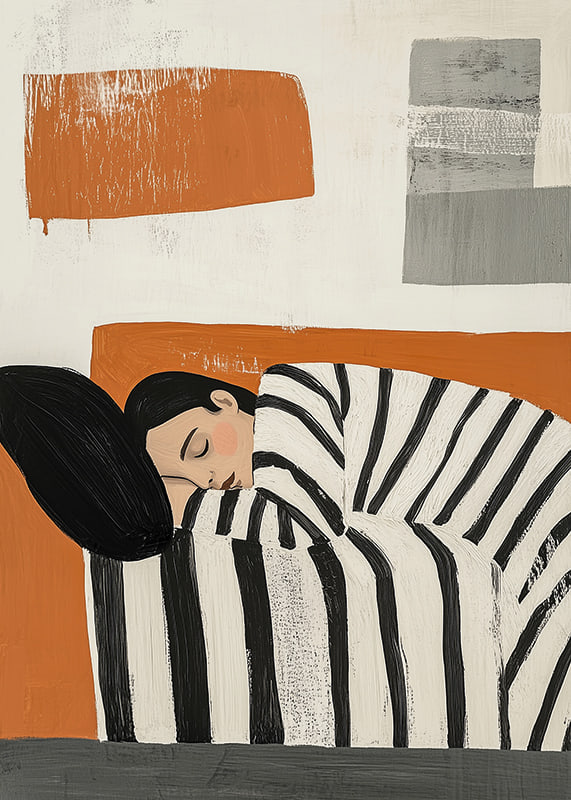 A relaxing sleep scene in warm, modern tones-12