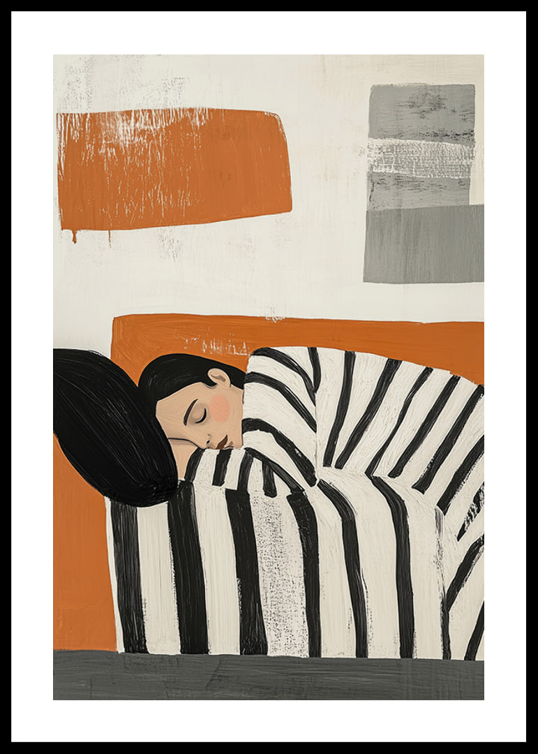 A relaxing sleep scene in warm, modern tones-12