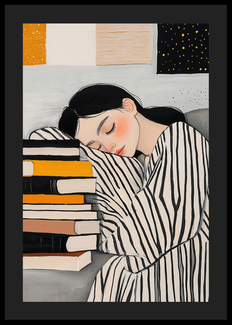 O femeie adormită împotriva cărților creează o armonie de vis-12