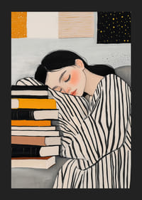 O femeie adormită împotriva cărților creează o armonie de vis-5