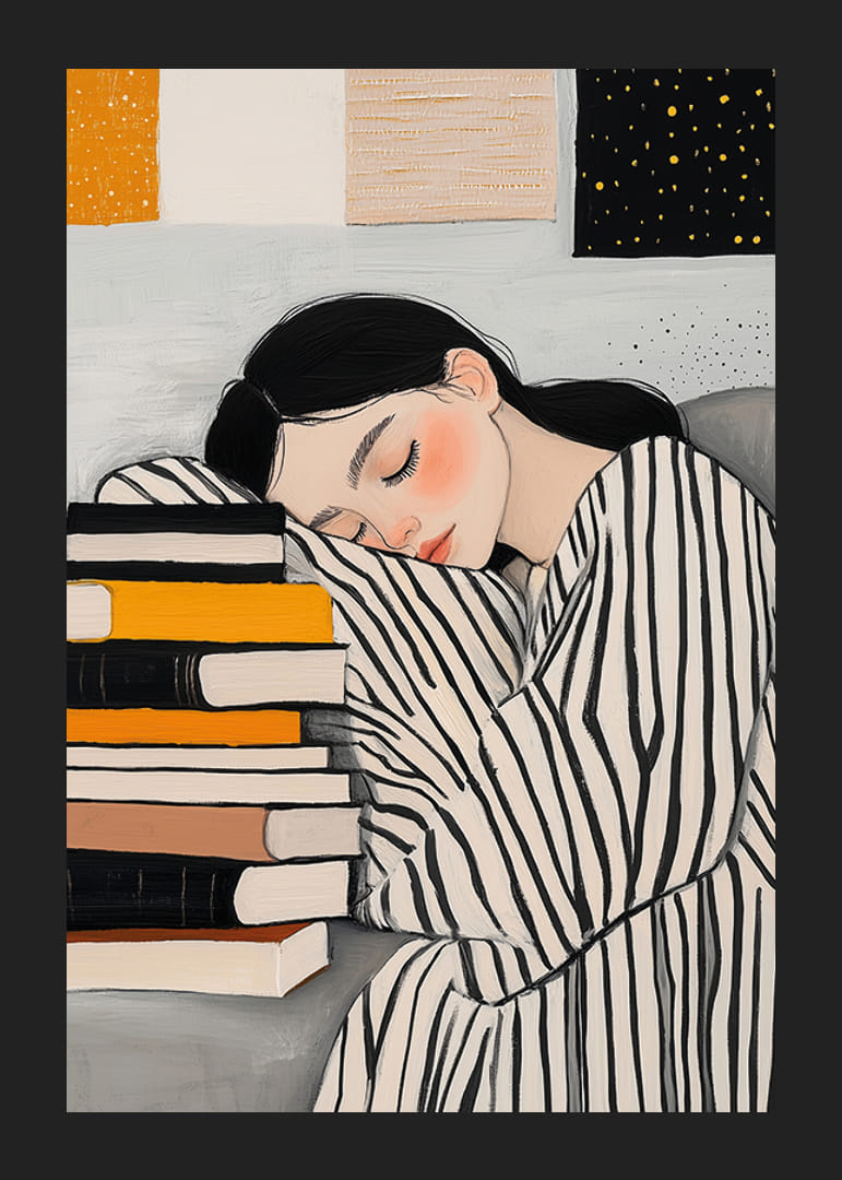 O femeie adormită împotriva cărților creează o armonie de vis-12