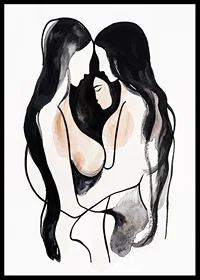 Two figures unite in a calm, abstract harmony-0