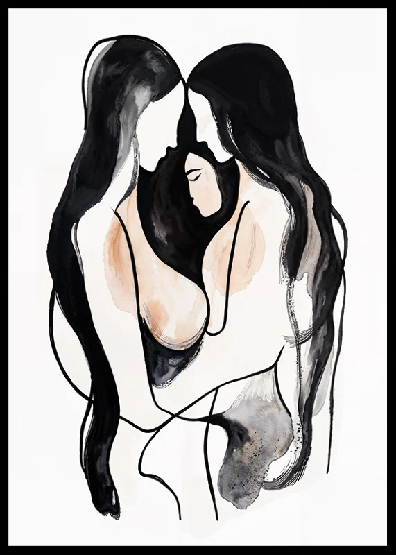 Two figures unite in a calm, abstract harmony-12
