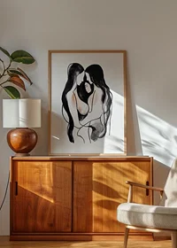 Two figures unite in a calm, abstract harmony-2