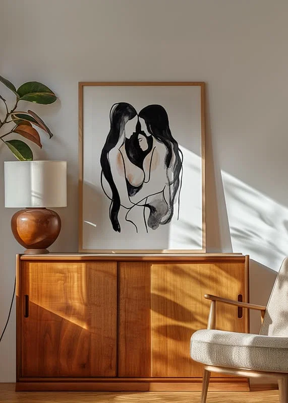 Two figures unite in a calm, abstract harmony-12