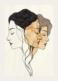 Tre ansikten i harmoni symboliserar tid och skönhet-3
