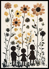 Children's silhouettes against the vibrant beauty of tall flowers-6