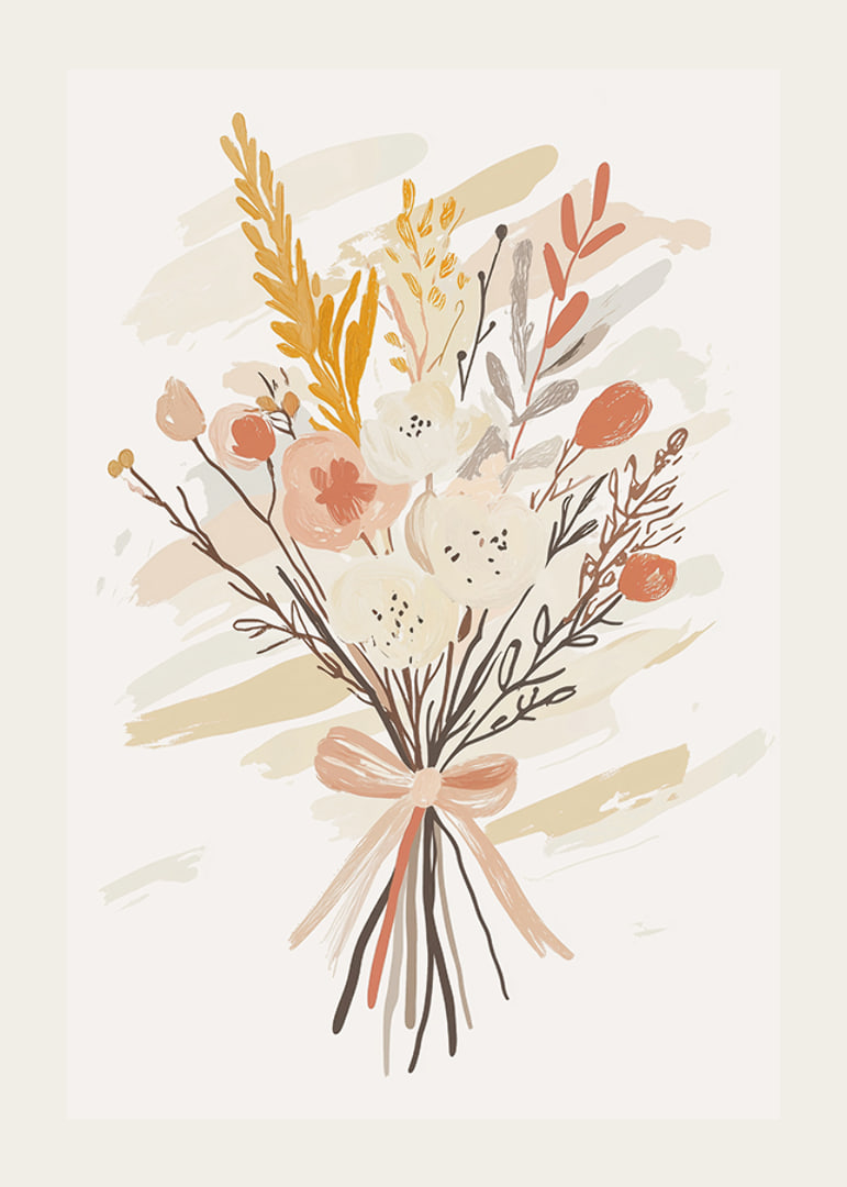 An elegant bouquet in warm, earthy colors gives a calm feeling-12