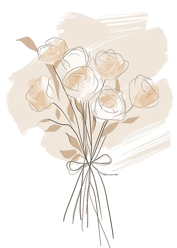 Elegant bouquet of beige roses in soft tones-12