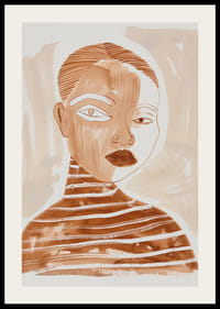 A face is captured in earthy tones and abstract lines-2