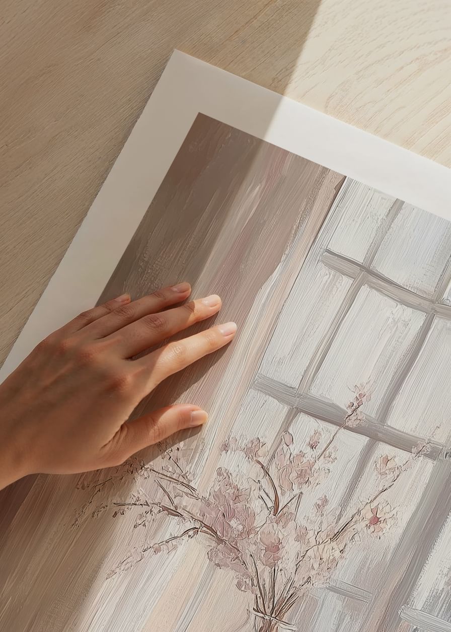 Un bouquet de fleurs aux tons doux près d'une fenêtre ensoleillée-12