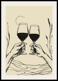 Twee handen heffen wijnglazen op in een elegant vormgegeven eerbetoon-2