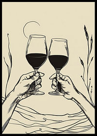 Două mâini ridică pahare de vin într-un tribut elegant conturat-2