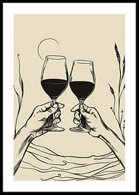 Două mâini ridică pahare de vin într-un tribut elegant conturat-0