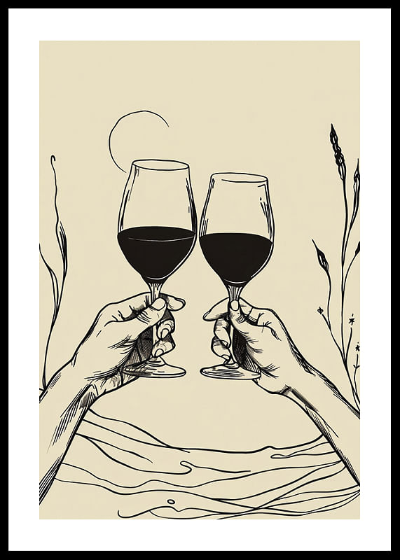 Două mâini ridică pahare de vin într-un tribut elegant conturat-12