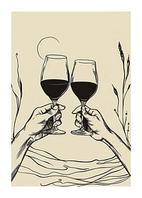 Două mâini ridică pahare de vin într-un tribut elegant conturat-1