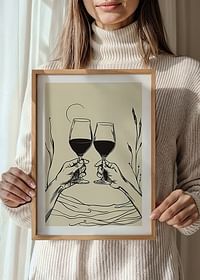 Două mâini ridică pahare de vin într-un tribut elegant conturat-4