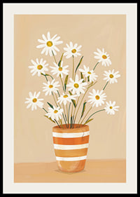 Rustic daisies in a striped pot create a homely feel-2