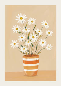 Rustic daisies in a striped pot create a homely feel-3