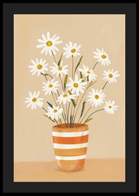 Rustic daisies in a striped pot create a homely feel-4