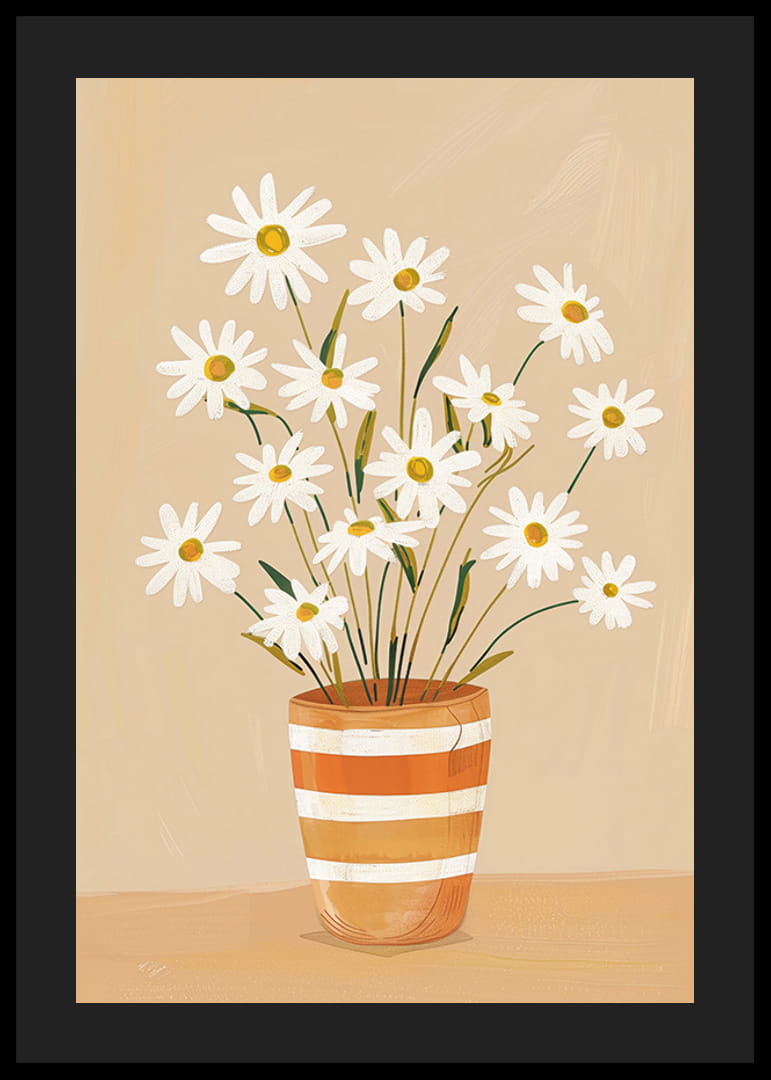 Rustic daisies in a striped pot create a homely feel-12