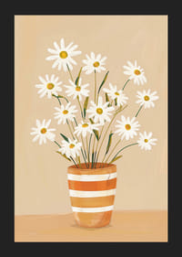 Rustic daisies in a striped pot create a homely feel-5