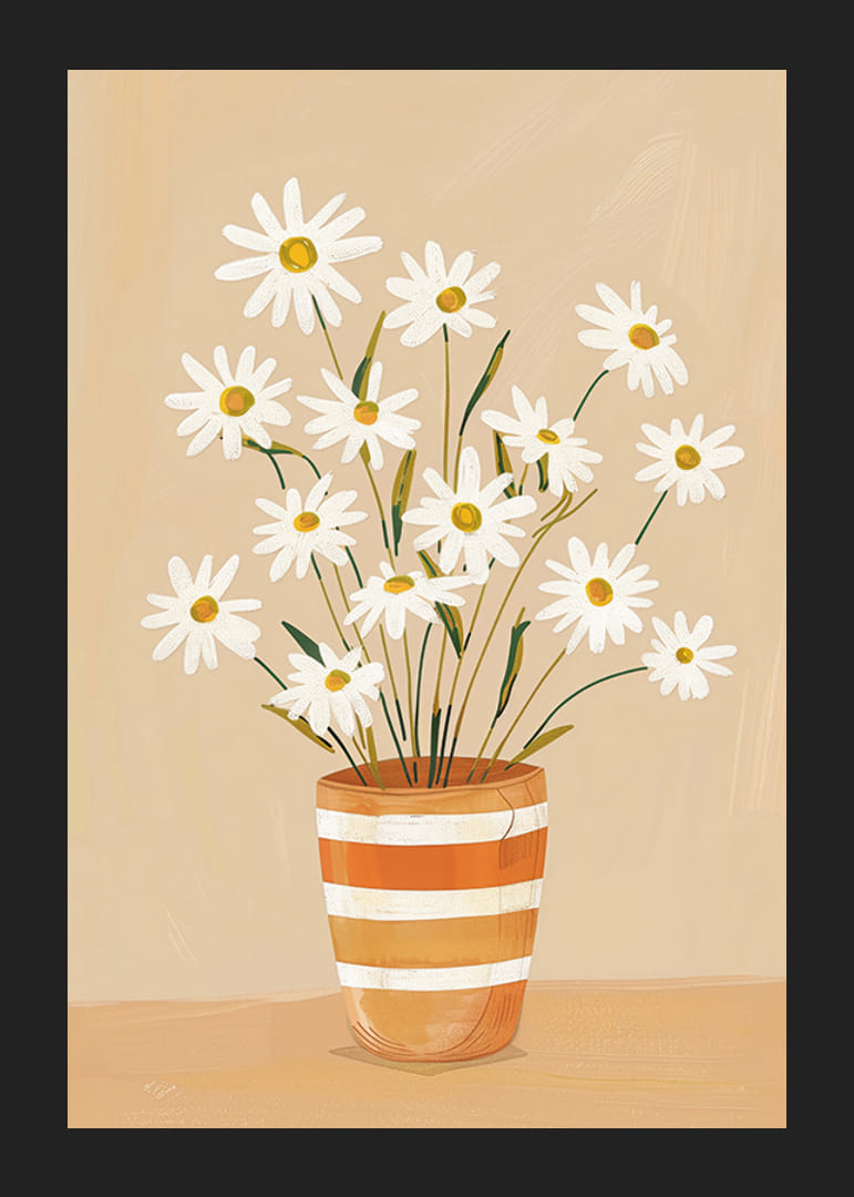 Rustic daisies in a striped pot create a homely feel-12