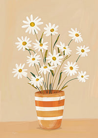 Rustic daisies in a striped pot create a homely feel-7
