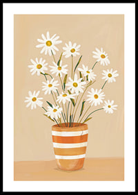 Rustic daisies in a striped pot create a homely feel-0