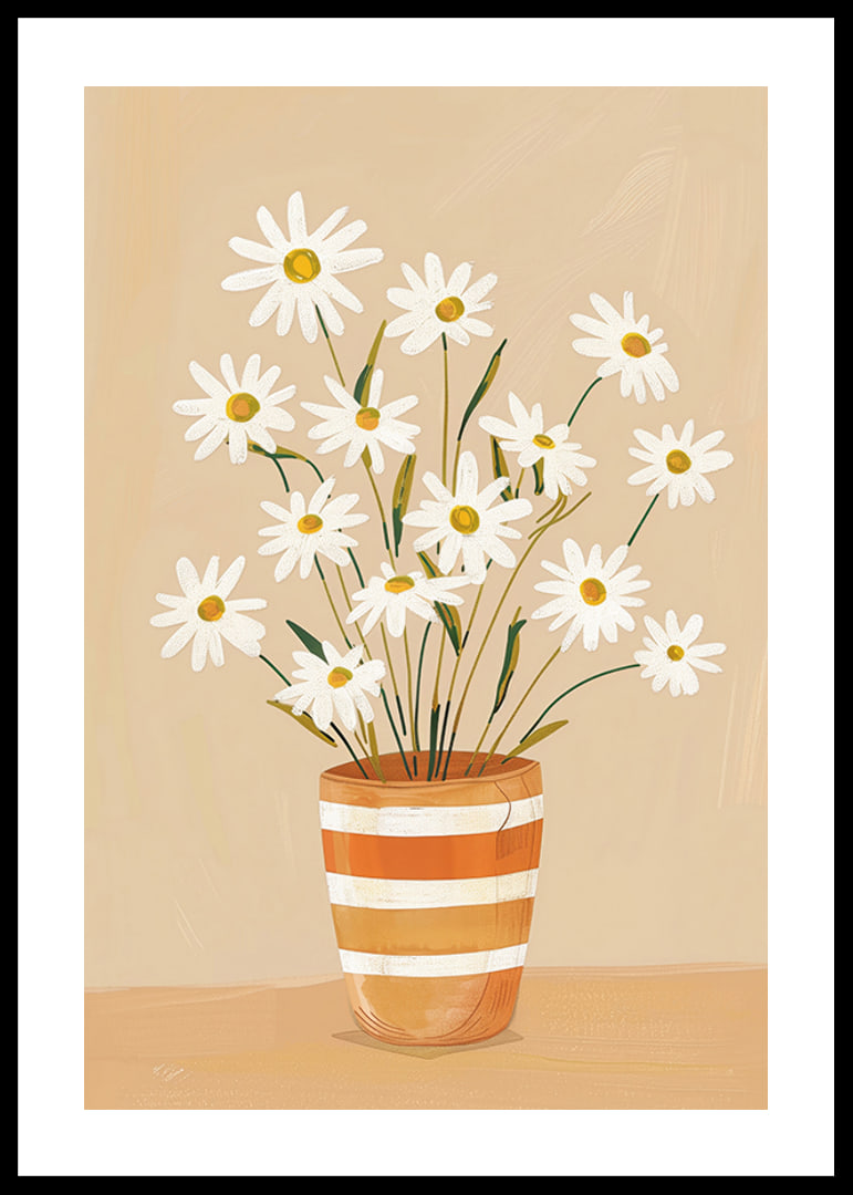 Rustic daisies in a striped pot create a homely feel-12
