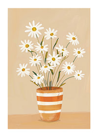 Rustic daisies in a striped pot create a homely feel-1