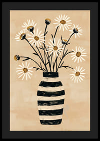 Rustic feel with daisies in a striped vase creates peace and harmony-4