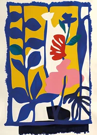 Vibrant color explosion of abstract leaves and flowers-1